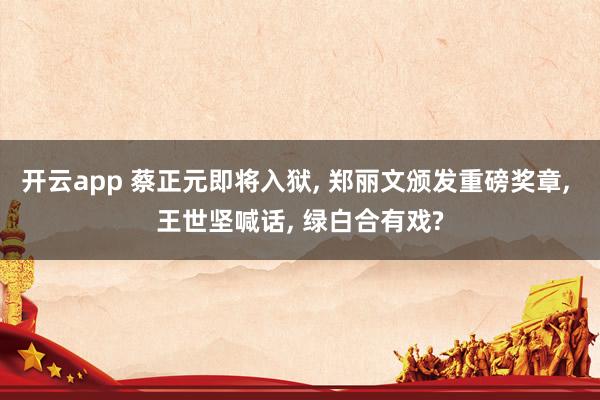 开云app 蔡正元即将入狱, 郑丽文颁发重磅奖章, 王世坚喊话, 绿白合有戏?