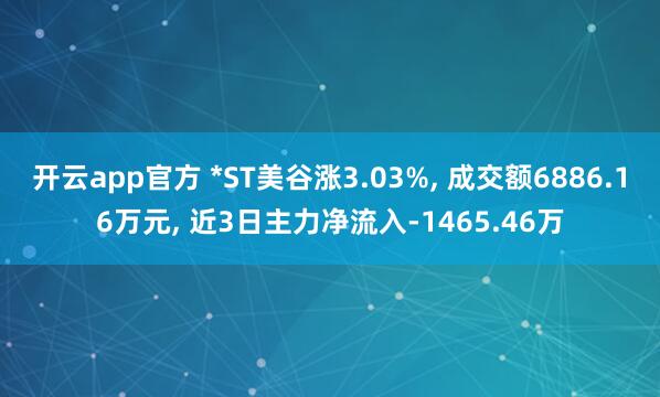 开云app官方 *ST美谷涨3.03%， 成交额6886.16万元， 近3日主力净流入-1465.46万