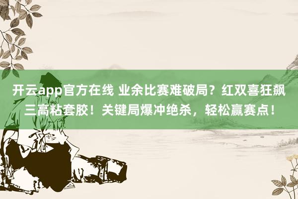 开云app官方在线 业余比赛难破局？红双喜狂飙三高粘套胶！关键局爆冲绝杀，轻松赢赛点！