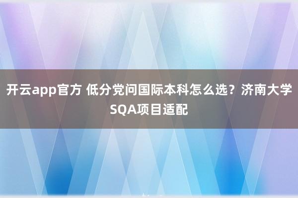 开云app官方 低分党问国际本科怎么选？济南大学SQA项目适配