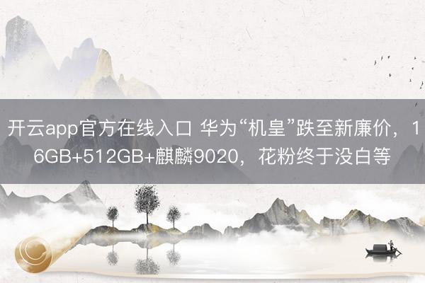 开云app官方在线入口 华为“机皇”跌至新廉价，16GB+512GB+麒麟9020，花粉终于没白等